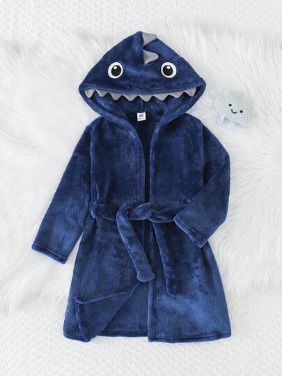 THE HAPPY LOOK 小男孩卡通鲨鱼连帽长袖抽绳卫衣