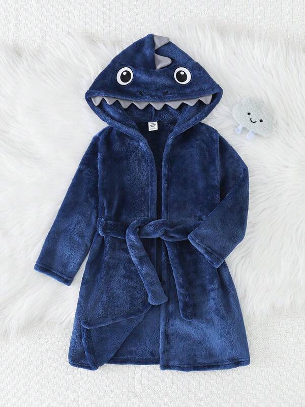 THE HAPPY LOOK Sudadera con capucha de manga larga con cordón y diseño de tiburón de dibujos animados para niño