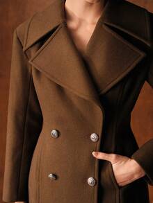 MOTF PREMIUM CASUAL WOOL BLEND DOUBLE BREASTED PLACKET OVERCOAT, AUTUMN/WINTER - Army Green - View 3