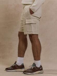 Musero Men Tailored Cargo Streetstyle Knit Pocket Detail Shorts Button Fastening SPRING Wardrobe - Apricot - View 4