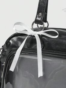 ROMWE Kawaii 日系原宿风Ltabag大容量可爱保龄球包徽章元素女学生多功能手提包斜挎包背包 - 黑色 - 查看 4