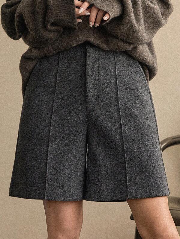 Dazy-Less Women's Loose Casual Business Casual Wool Blend Shorts, Autumn/Winter