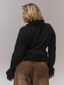 MUSERA Áo khoác cardigan/áo len mùa xuân cỡ lớn cho ngày Valentine - màu đen - Xem 4