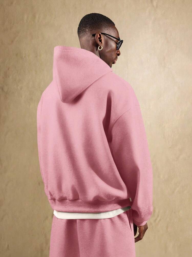 Essential Oversized Pullover Hoodie With Drawstring And Drop Shoulder