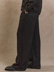 Musero Textured Straight Leg Lightweight Trousers Pants Fall/SPRING SUMMER - Black - View 3