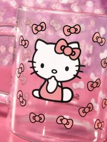 HELLO KITTY AND FRIENDS | SHEIN 1Pc 18.9oz/560ml Cute Cartoon Pattern Printed Shiny Handle Decorative Borosilicate Glass Mug, Cold And Heat Resistant, Suitable For Milk, Juice, Coffee, Etc - Trong sáng - Xem 9