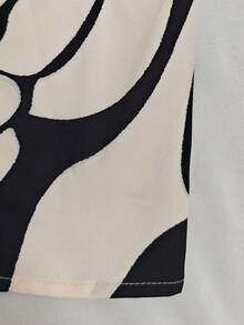 Franclia 大码女士优雅泡泡袖收腰A字连衣裙，春秋季印花连衣裙，优雅碎花连衣裙，女士真丝连衣裙，女士黑白连衣裙，女士中长连衣裙，优雅连衣裙，女士黑白碎花连衣裙，长袖连衣裙，印花连衣裙，围巾连衣裙 - 彩色 - 查看 5