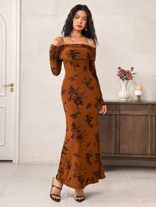 EastFlair Women's Floral Print Off Shoulder Long Dress - Multicolor - View 4