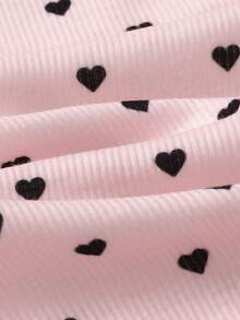 SHEIN 4pcs Tween Girls' Soft & Comfortable Pajama Set With Pink Bow & Black Polka Dot Print, Long Sleeve Top And Pants, Autumn/Winter Home Wear Girls Pajama Set Heart Print Pajama Set Two Piece Sleep Set Girls Sleepwear Bows Pajama Set