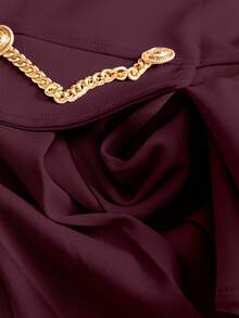 GlowEve 优雅纯色褶皱链条装饰裙 - 中紫紅色 - 查看 3
