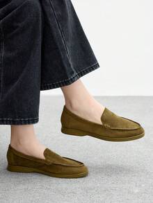 CUCCOO BIZCHIC Giày lười da lộn màu xanh ô liu thời trang dành cho nữ, thoải mái, phù hợp để đi làm, dã ngoại, mua sắm, làm việc, mặc hàng ngày - xanh quân đội - Xem 2