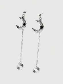 ROMWE Goth 6 对哥特式十字架、向日葵、五角星、新月、乌鸦、五角星、骷髅设计万圣节时尚耳环套装 - 彩色 - 查看 15