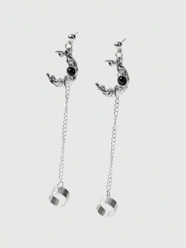 ROMWE Goth 6 对哥特式十字架、向日葵、五角星、新月、乌鸦、五角星、骷髅设计万圣节时尚耳环套装 - 彩色 - 查看 15