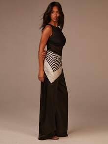 Athîral Women's Sexy Mesh-Panel Crop Top, Sexy See-Through Tank Top, Party, Date Night, Cute, Sexy Nightclub Top, Outdoor Top, Summer Top, Cute Top, Women's Summer, Summer Top Style - Black - View 5