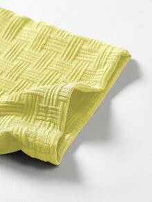 Manfinity RSRT Bộ 2 món/Bộ đồ nam thường ngày màu trơn vải họa tiết tay ngắn và quần short cạp rút, trang phục mùa hè, bộ đồ hai mảnh màu vàng, trang phục ấm áp - Màu vàng - Xem 4