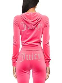 Juicy Couture Women's Full Zip Hoodie Pink - Hot Pink - View 2