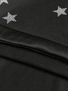 AXEPEAK Men's Hoodie With Clear Rhinestones And Loose Fit Plush Fabric - Black - View 5