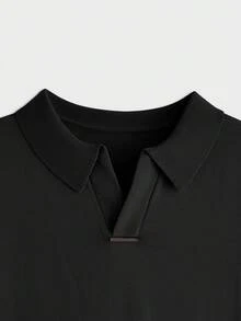 AKNOTIC 2 件装男士简约丝滑短袖针织 Polo 衫，黑色 Polo 衫，夏季简约纯色 Polo 衫，华夫格针织 Polo 衫，吸湿排汗高尔夫上衣，现代剪裁商务休闲 - 黑色 - 查看 4