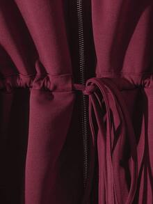 SHEIN Clasi GlowEve Women Plus Size Basic High Neck Drawstring Zip-Up 2 Pieces Set Fall - Maroon - View 5