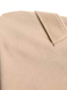 LYSMO Áo khoác Poncho quấn tua rua dáng rộng cho nữ cỡ lớn mùa thu/đông - Lạc đà - Xem 8