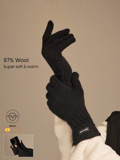 GLOWMODE Toasty Touch 97% Wool-Blend Soft Insulating Touchscreen Gloves Autumn Winter Outdoors Daily Casual Wear