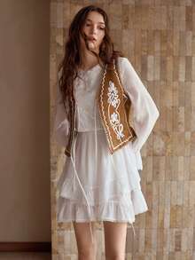 MOTF PREMIUM WOMEN'S RETRO EMBROIDERED SLEEVELESS VEST - Brown - View 4