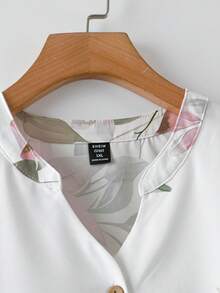 Rusticease Bộ 2 món áo sơ mi và quần dài in họa tiết hoa thường ngày mùa hè cỡ lớn - Nhiều màu - Xem 7