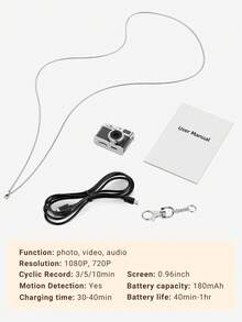 Teckwe 迷你钥匙扣相机，1080P便携式数码相机，摄影口袋摄像机，旅行录像，生日圣诞礼物，时尚配饰