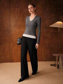 MOTF PREMIUM ELEGANT & VERSATILE SOFT V-NECK SWEATER