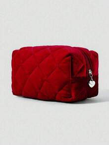 HARRY POTTER X SHEIN 时尚贴片细节绗缝大容量化妆包 - 紅色 - 查看 3