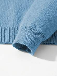 Chillumni 男士字母图案休闲百搭圆领长袖套头卫衣 - 藍色 - 查看 5