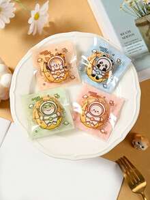 100/300/500pcs Cute Four In One Cartoon Bear & Rabbit Shaped Biscuit & Candy Self-Adhesive Bag - Journey to the Moon - View 10