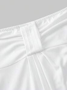 ROMWE Goth 纯色褶皱时尚Y2K性感修身抹胸上衣 - 白色 - 查看 3