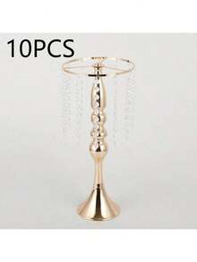 10件套户外婚礼餐桌中心装饰品，仿真花瓶，金色花卉摆件，多功能金属花架，优雅婚礼中心装饰花瓶，水晶花架，适用于婚礼、宴会、餐厅、酒店装饰、圣诞节等场合。 - 金色 - 查看 8