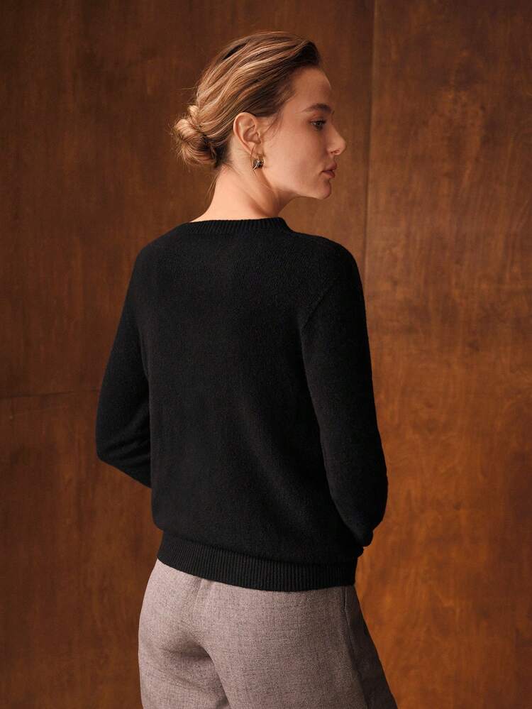 100% WOOL KNITTED CREW NECK LONG SLEEVE SWEATER, AUTUMN/WINTER