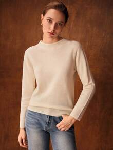 MOTF PREMIUM 100% WOOL KNITTED CREW NECK LONG SLEEVE SWEATER, AUTUMN/WINTER - White - View 7