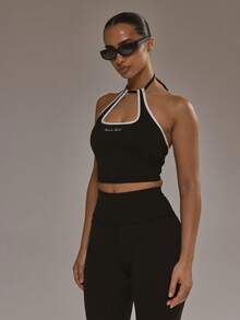 Musera Sport Musera Sport Contrast Piping Cut Out Sports Bra Active Cinched Stretch Padel Autumn Fall Winter Activewear Sport Gym Workout Ski Fitness Off Piste