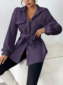 SHEIN LUNE Fantasy-Modern Simple Regular Jacket - Purple - View 6