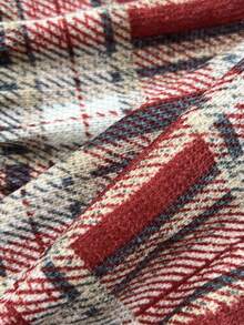 Elamini Váy ngắn kẻ caro chải kiểu cổ điển thời sinh viên - Đỏ - Xem 3