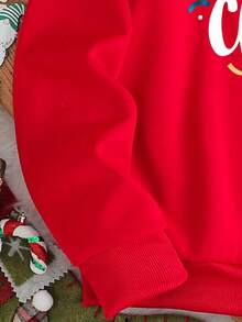 Manfinity Joysei 男士圣诞快乐图案圆领运动衫，适合家庭聚会、丈夫/男朋友礼物 - 紅色 - 查看 6