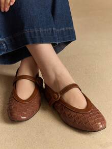 Rosivie أحذية نسائية مسطحة بلون بوردو عصرية