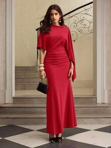 ZEYLAH Váy xòe nhún bèo thanh lịch dành cho nữ - Đỏ - Xem 7