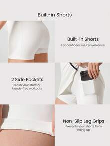 GLOWMODE Quick-Dry Adjustable Spaghetti Strap Contrast Color A-Line Dress Low Impact Tennis Golf Pickleball Daily Casual Wear - White - View 5