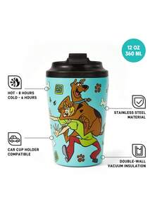 SCOOBY-DOO X SHEIN 12 Oz / 360 Ml  Vacuum Insulation Stainless Steel , Coffee Cup Leak-Proof Cover, Suitable For Hot Drinks / Cold Drinks, Suitable For Most Cup Holders,Gift Ideas - 綠色 - 查看 3
