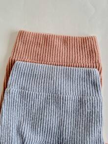 Loomiva 4pcs Newborn Baby Girl Boy Colorblock Knit Soft Crew Neck Long Sleeve Bodysuit & Elastic Waist Pants Set,White,Autumn,Basics,Holiday Twin Clothes - Multicolor - View 5