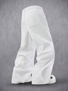 Manfinity Denimwave 男士深灰色水洗宽松休闲短款牛仔经典夹克，适合外出、休闲、大学校园、街头或工作场合穿着。 - 白色 - 查看 2