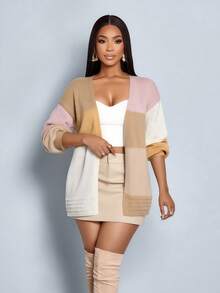 SOLERSUN Women's Fashion Fall Winter New Arrivals Autumn Elegant Casual Colorblock Long Sleeve Knit Sweater Cardigan