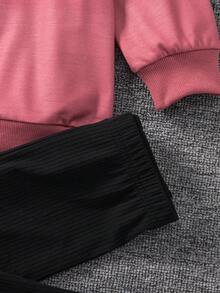 SHEIN 2 Stücke/Set Sweatshirt mit Aufdruck einer jungen Balletttänzerin und Hose, lässiger Outfit