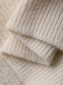 DAZY Women's Elegant Solid Color Turndown Collar Partially Cardigan Sweater, Autumn - Beige - View 9