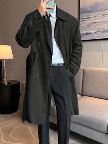 Claim Dot Men Trench Coats Men Long Coat Men Dress Korean Men Fashion - Black - View 1